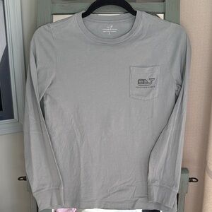 Vineyard Vines Boys Light Gray Long Sleeve Pocket Tee
